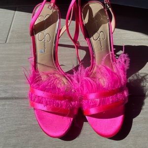 Pink Feathered Jessica Simpson Shoes in Size 11